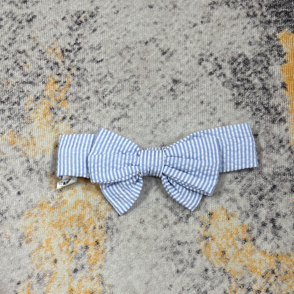 Mud Pie Light Blue and White Striped Bow Headband